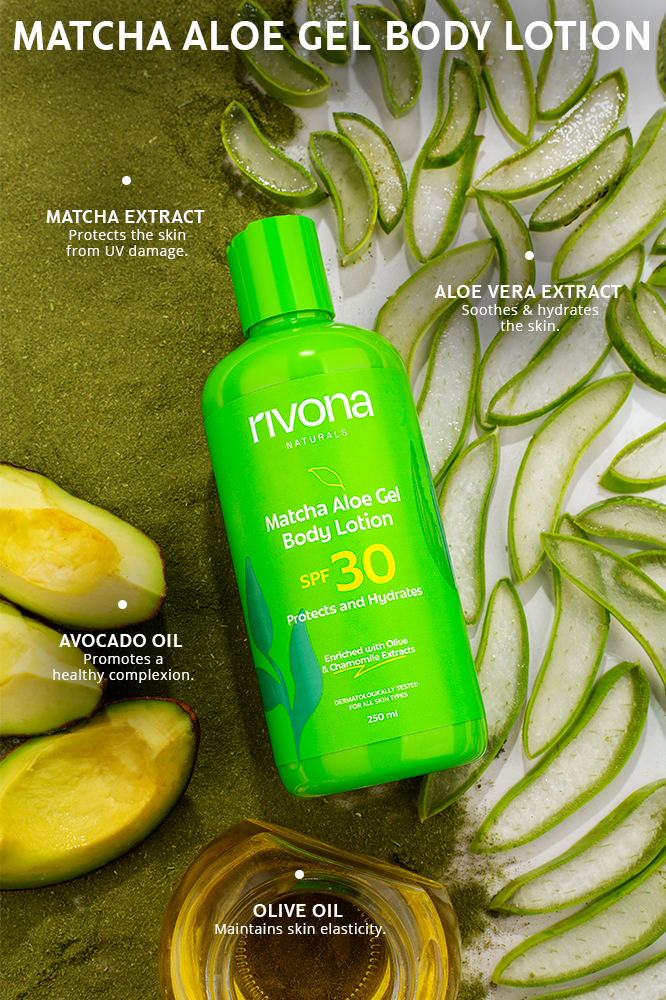 SPF 30 Matcha Aloe gel Lotion with Chamomile l 2 in 1 Non Greasy Daily Body Lotion - 250ml