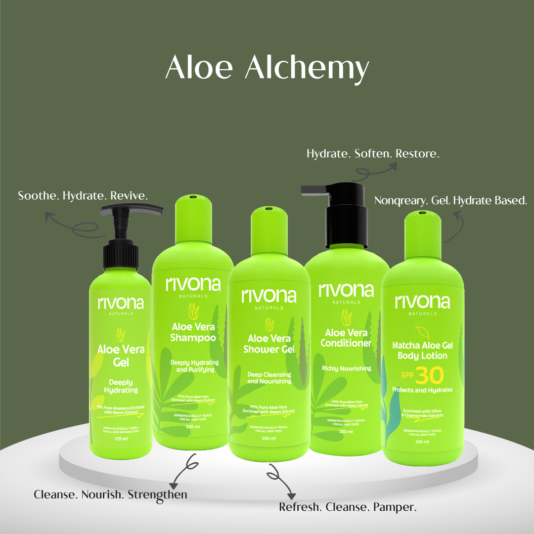 aloevera shampoo, conditioner and lotion