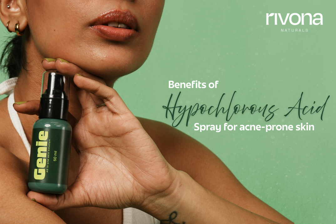 Hypochlorous acid spray used as a face mist spray to soothe irritation and support an acne-prone skin care routine. 