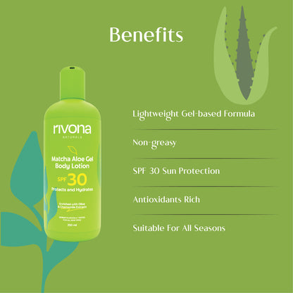 SPF 30 Matcha Aloe gel Lotion with Chamomile l 2 in 1 Non Greasy Daily Body Lotion - 250ml