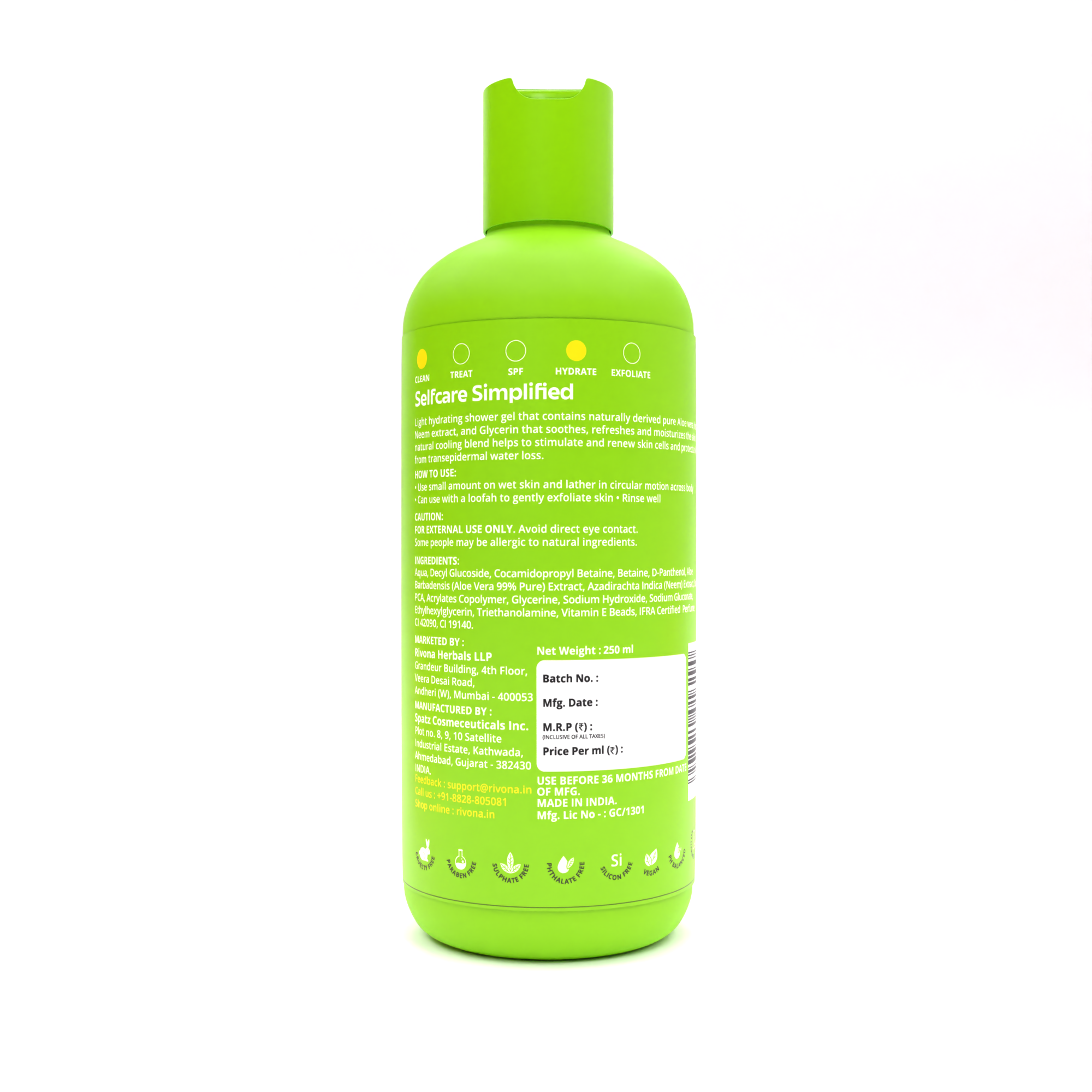 Aloe Vera Shower Gel With Hydrating Vitamin E Beads 250ml