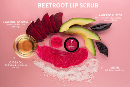 Beetroot Lip Scrub With Natural Sugar and Niacinamide l Reduces Pigmentation and Exfoliates - 8gm