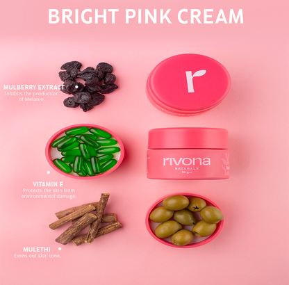Pink Brightening Cream with Alpha Arbutin l 3in1 foundation finish, Moisturizer and Evens skin tone - 50gm