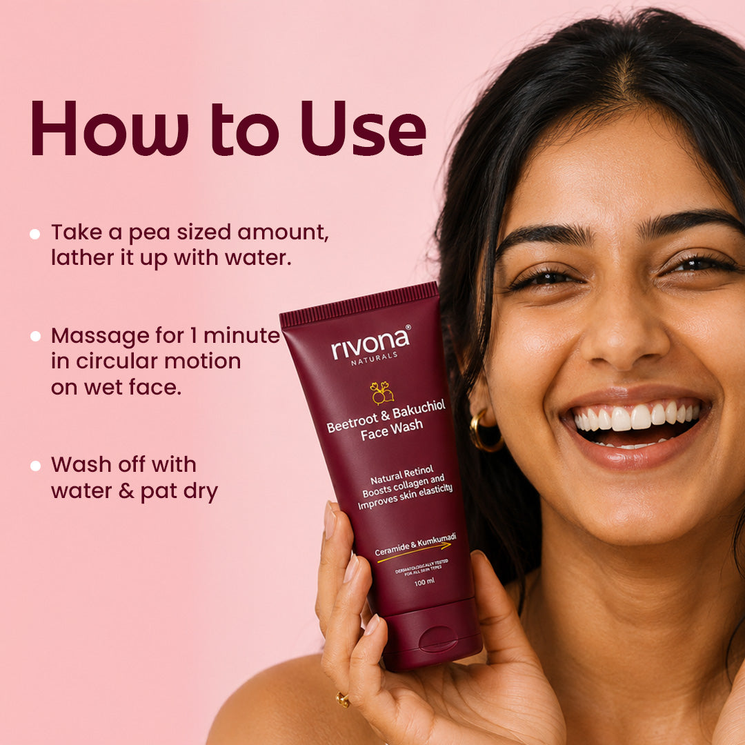 Beetroot & Bakuchiol Face Wash for Glowing & Youthful Skin | Plant-Based Retinol Cleanser | 100 ml