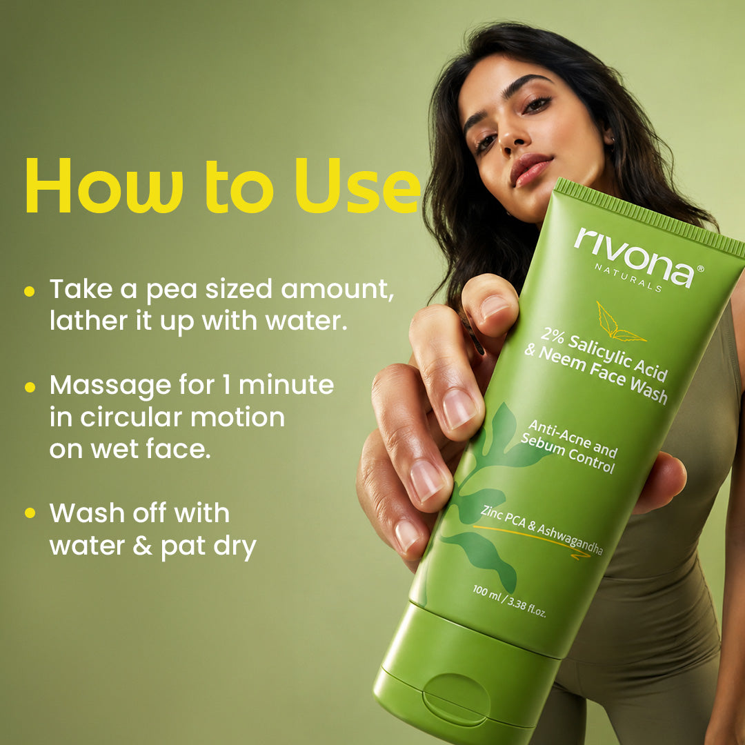 2% Salicylic Acid & Neem Face Wash | Acne-Prone & Oily Skin | Unclogs Pores & Reduces Breakouts - 100 ml