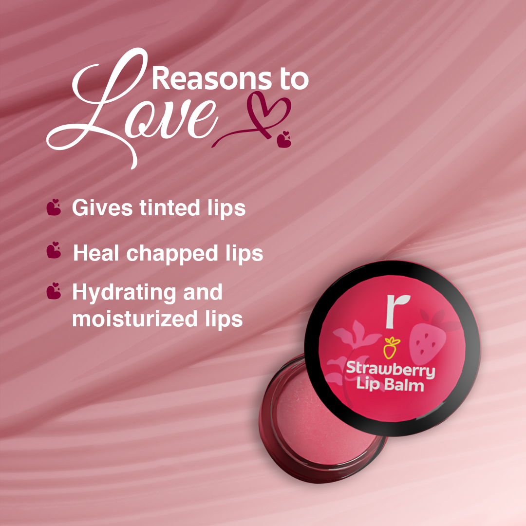 Strawberry Lip Balm With Avocado Butter For Soft lips - 8gm