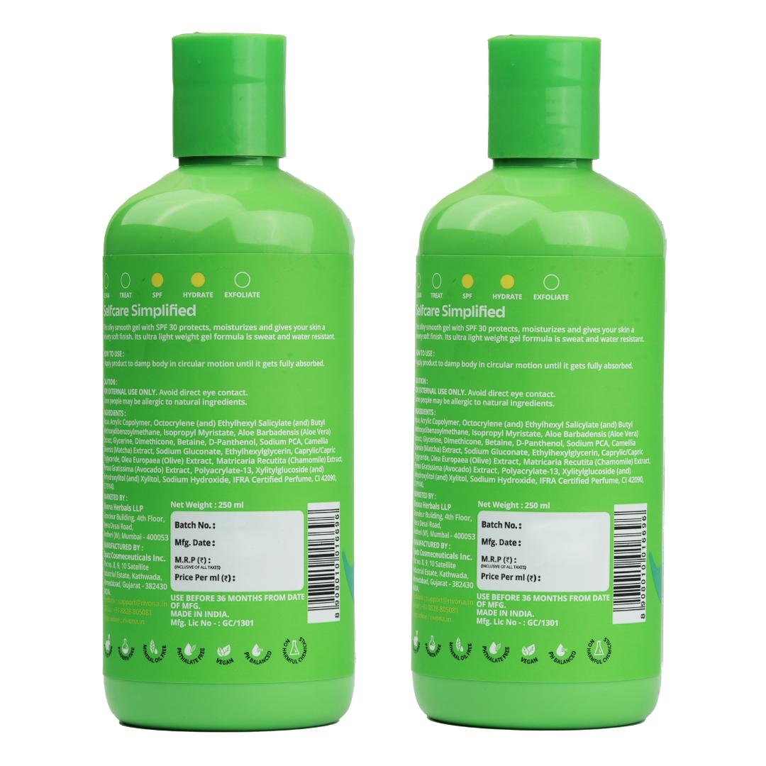 Matcha Aloe gel Lotion with Chamomile & SPF 30 l 2 in 1 Non Greasy Daily Body Lotion - 500ml
