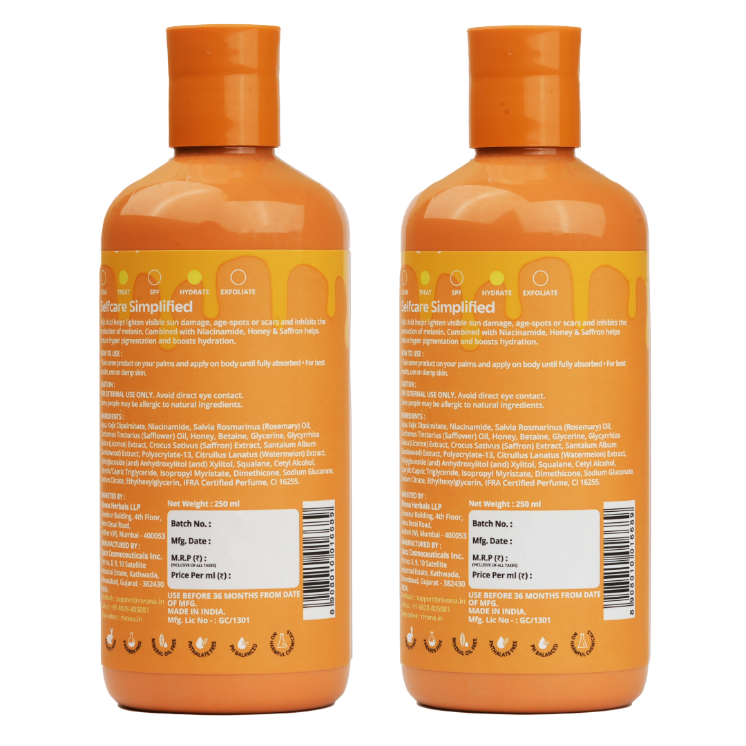 Honey & Saffron + 2% Kojic Acid Natural Bright Body Lotion 500ml