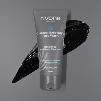 Charcoal Exfoliating Face Wash with Rice Granules and Tea tree for Deep Pore Cleansing and Daily Nourishment - 200GM