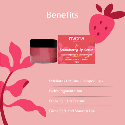 Strawberry Lip Scrub with Beeswax and Niacinamide l For Soft,Supple and Bright lips - 8gm