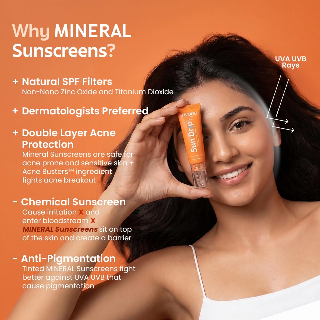SunDrip 100% Mineral Fluid Tinted Sunscreen In-Vivo tested SPF50 PA +++  - 03 Neutral Medium 10ml